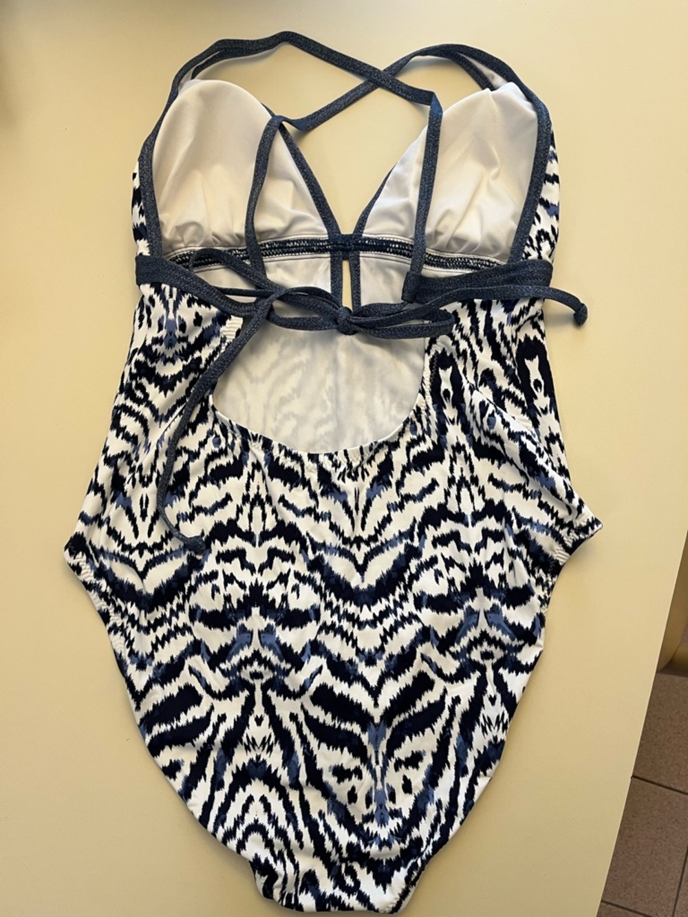 Jessica Simpson Navy and White Patterned Junior One-Piece Swimsuit - Picture 3 of 5